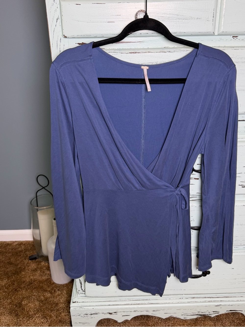 Free People Wrap Tunic Long Sleeve Top in Slate Blue. Women’s size small.